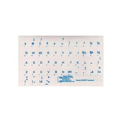 French Qwerty Trans. Keyboard Stickers Blue Letters New