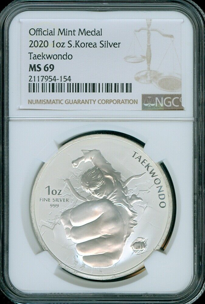 2020 South Korea Silver 1oz "taekwondo" Ngc Ms69  Official Mint Medal #a