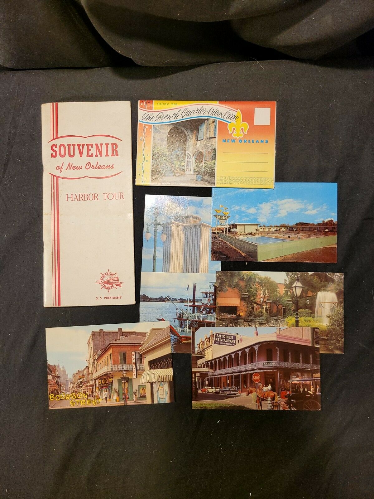 1960s New Orleans Postcards Souvenir Book Harbor Tour Giude Book Ss President