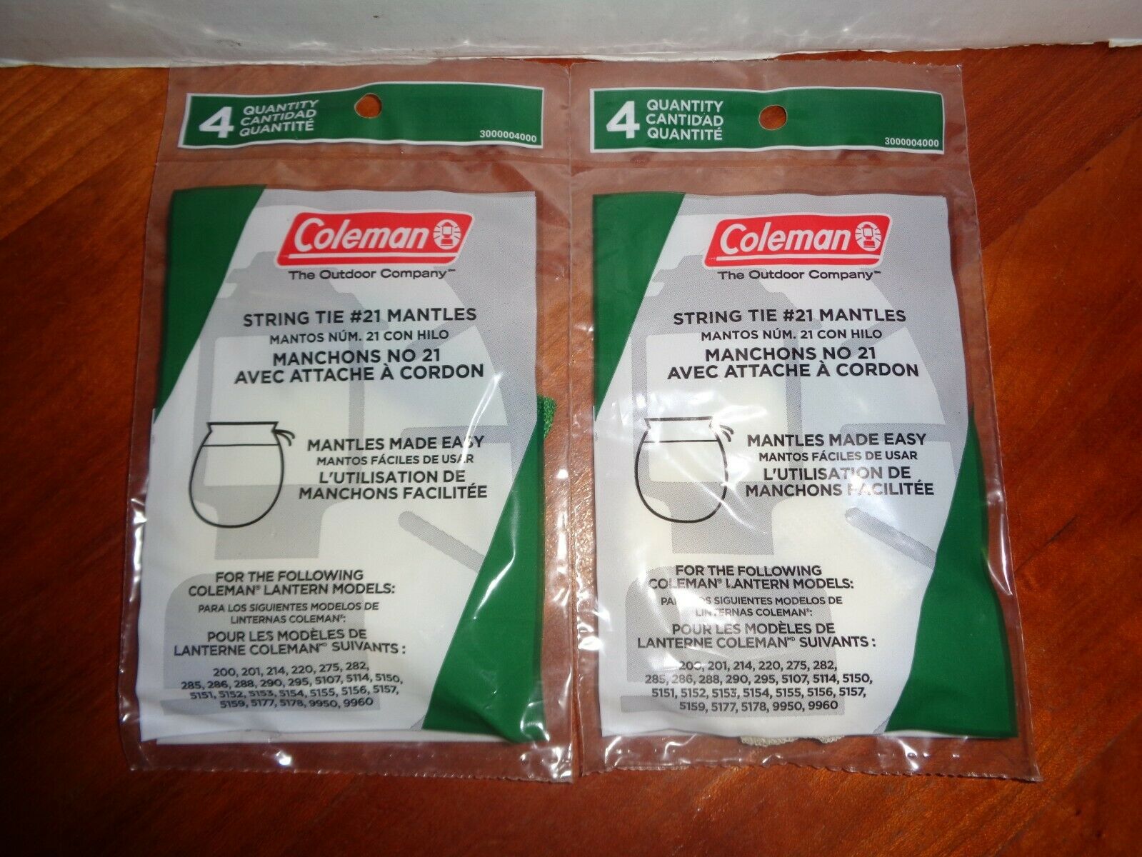 Coleman String Tie #21 Lantern Mantles 2 - 4 Packs 8 Mantles Total Sealed