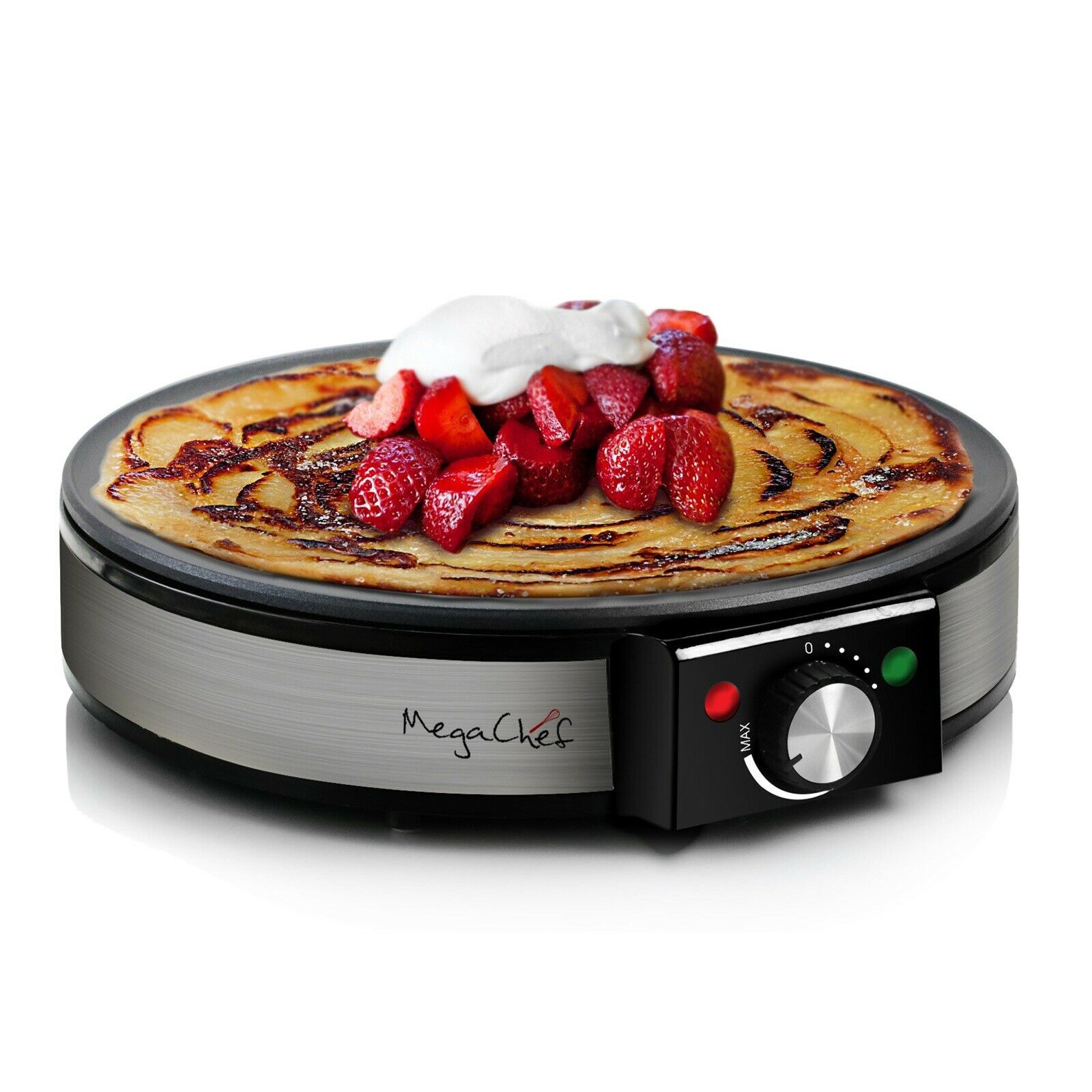 Megachef Stainless Steel ￼crepe/pancake Maker Breakfast Griddle, 12 In. Diameter