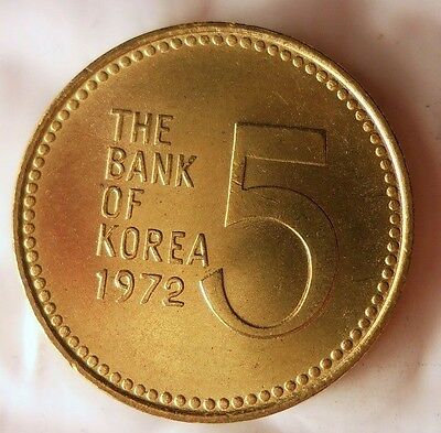 1972 South Korea 5 Won - Au/unc Early Date Coin - Bin #ec