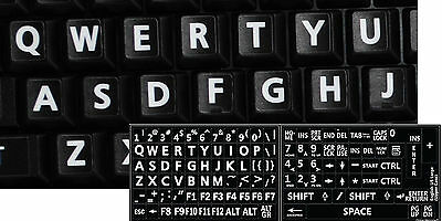 English Us Keyboard Sticker Large White Letters Black Background-computer Laptop