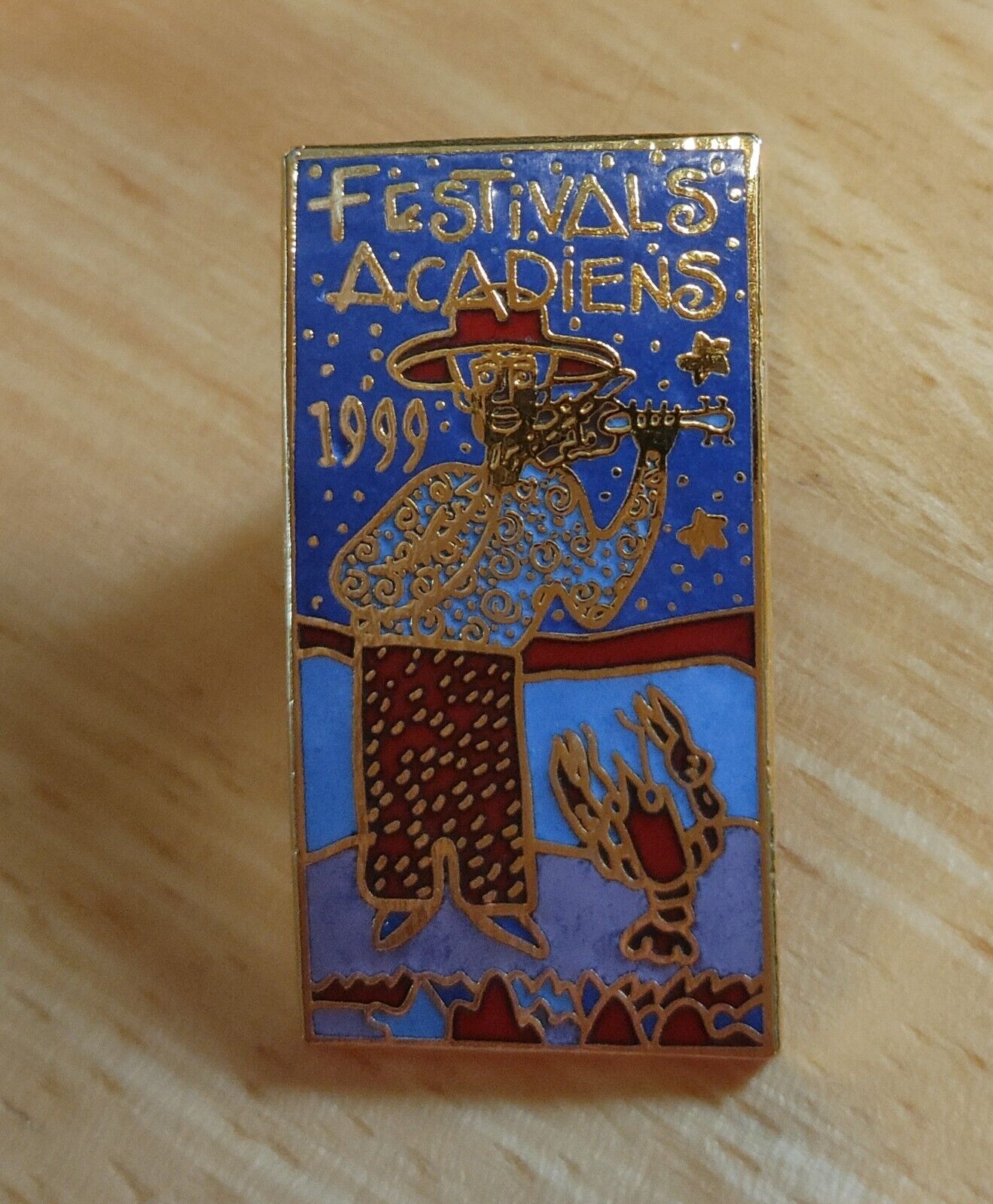 Gold Tone Metal And Enamel 1999 Festivals Acadiens Pin - Collectible