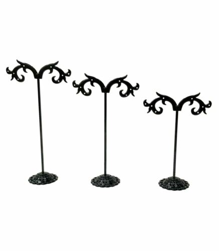 3 Pc Set/ 3 Size Black Metal Earring Studs Jewelery Display Stand Multiple Holes