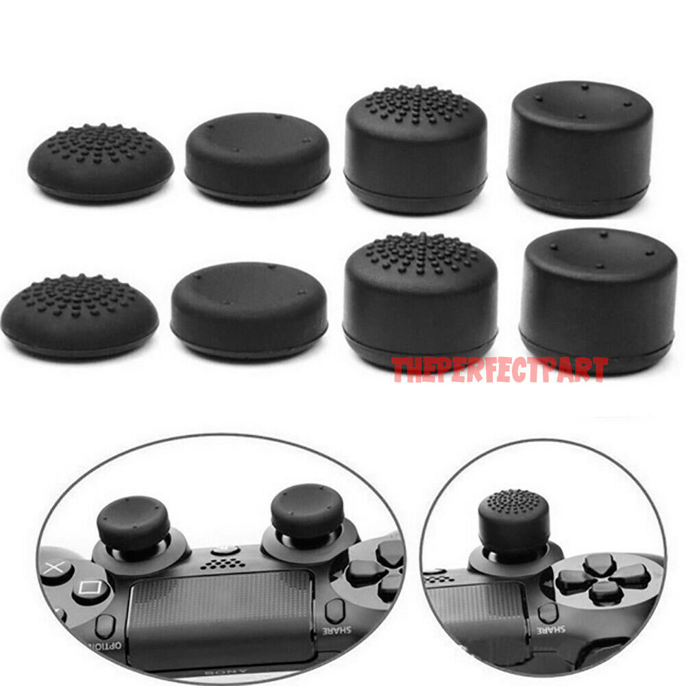 8pcs Black Silicone Thumb Stick Grip Cover Caps For Ps4 & Xbox One Controller Us