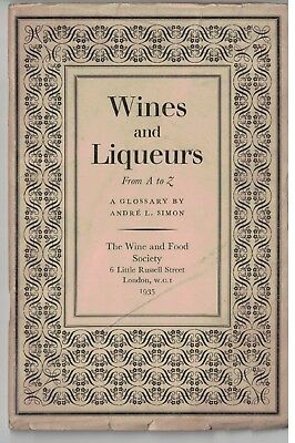 1935 Wine And Liqueurs Booklet Wine & Food Society: London